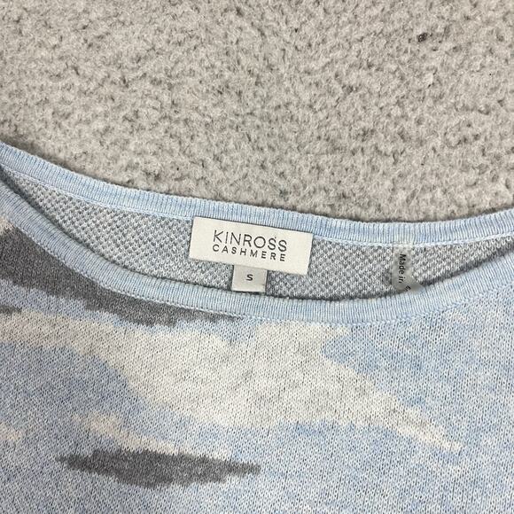 Kinross Cashmere Sweater Womens S Blue Camo Print Pullover Preppy - Picture 3 of 14